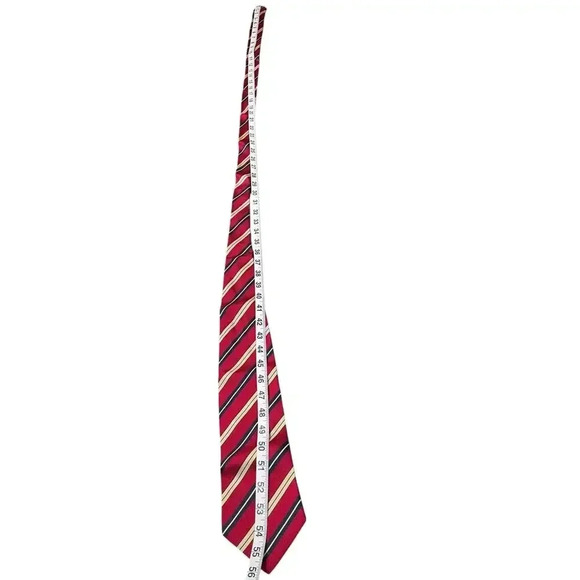 Stafford Executive 100% Silk Tie Red Blue & Gold Stripes Men's Luxurious - Picture 6 of 6